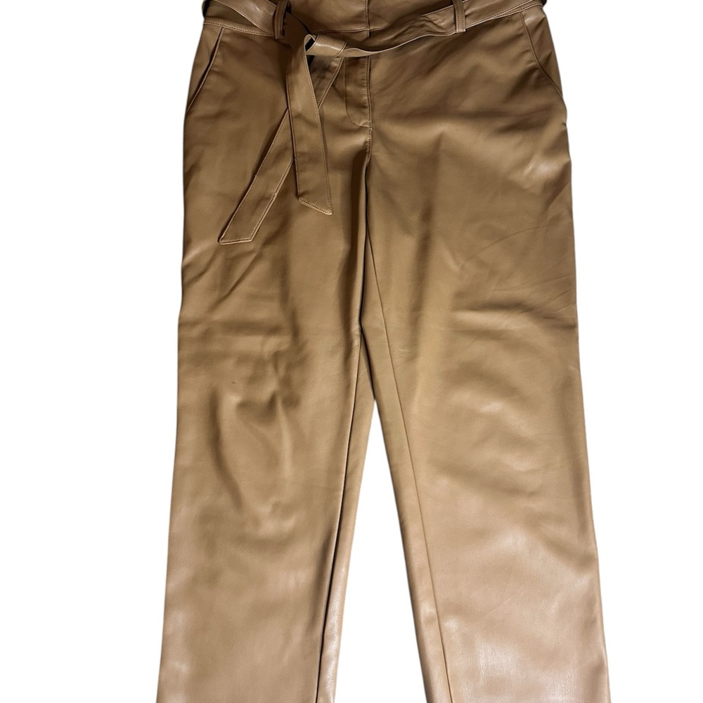 LOFT Camel Faux Leather Trousers